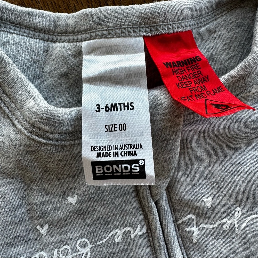 BONDS Australia Sleeveless Baby Sleeping Bag Sleepsack Gray Size 3-6M - Picture 4 of 5
